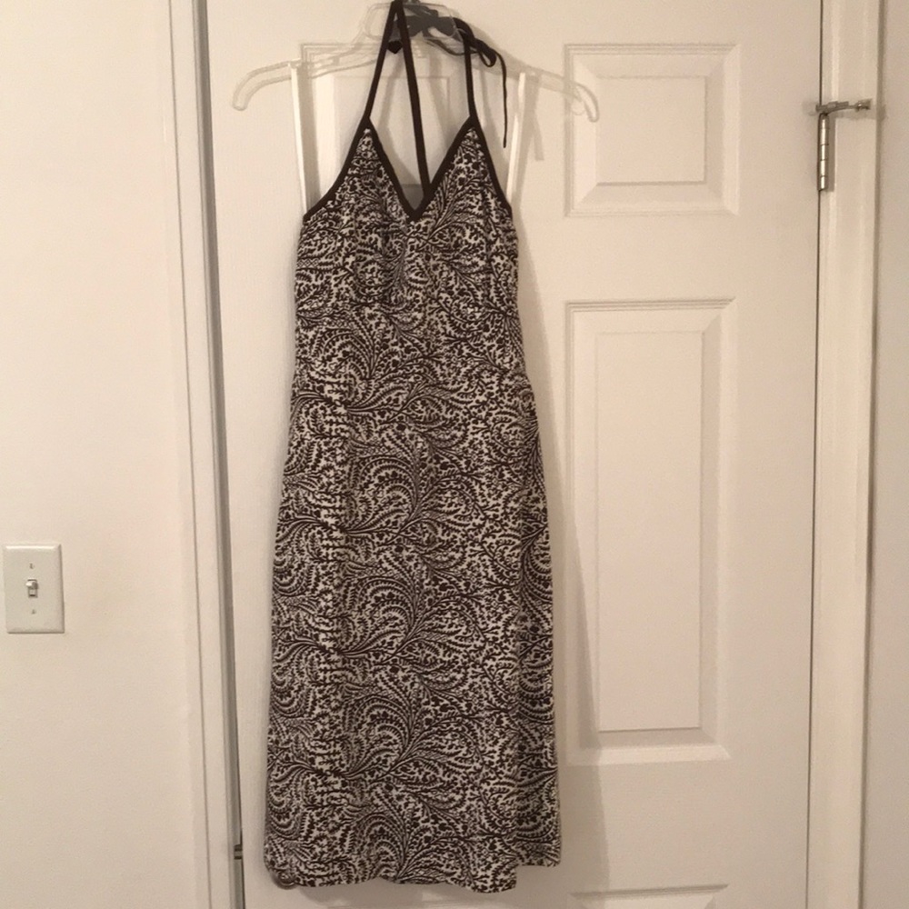 Ann Taylor Brown and White Halter Dress Size 2 NWT